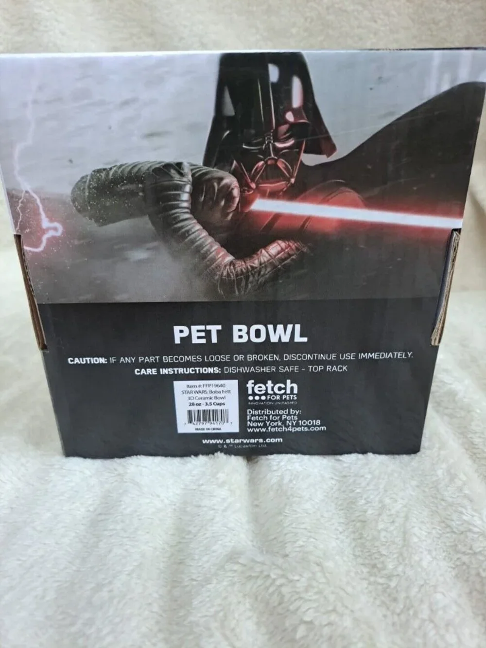Star Wars Pet Bowl 3.5 Cups 28 Oz Darth Vader & Boba Fett Design Dishwasher Safe
